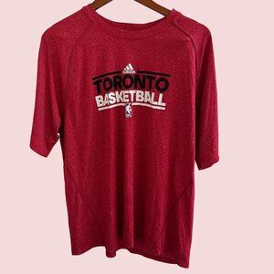 Adidas NBA Shirt Mens Large Red Toronto Basketball Climacool Short Sleeve Tshirt
